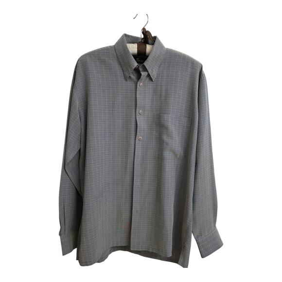 Bugatchi Uomo Shirt Mens Small Check Gray Button Up Long Sleeve Pocket - Picture 2 of 6